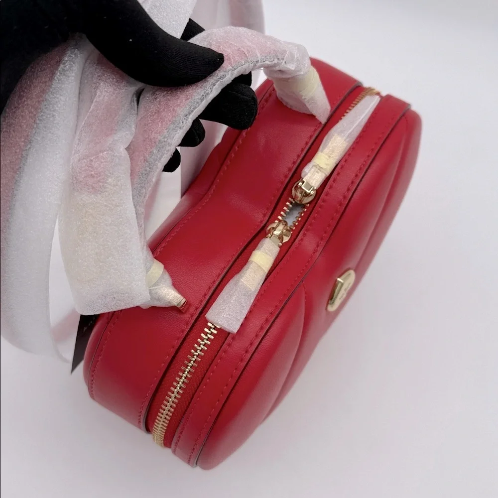 Kate Spade Love Shack Quilted 3D Heart Crossbody Ruby Red